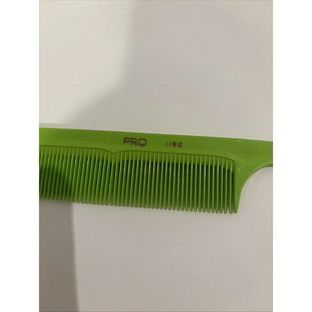 Vintage Lime Green PRO 1180 Made In USA Rat Tail Comb Plastic